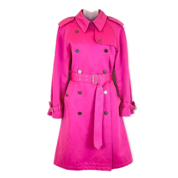 Burberry Hot Pink Belted Trench Coat